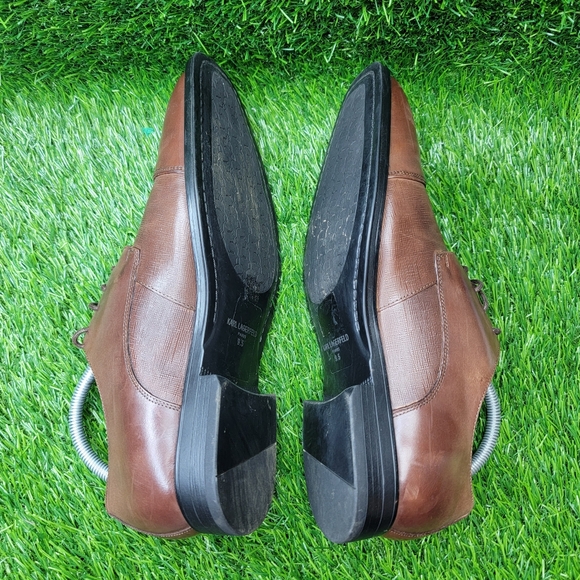 Karl Lagerfeld Paris Brown Leather Loafers Men's Size 9.5 Dress Shoes - Picture 6 of 9